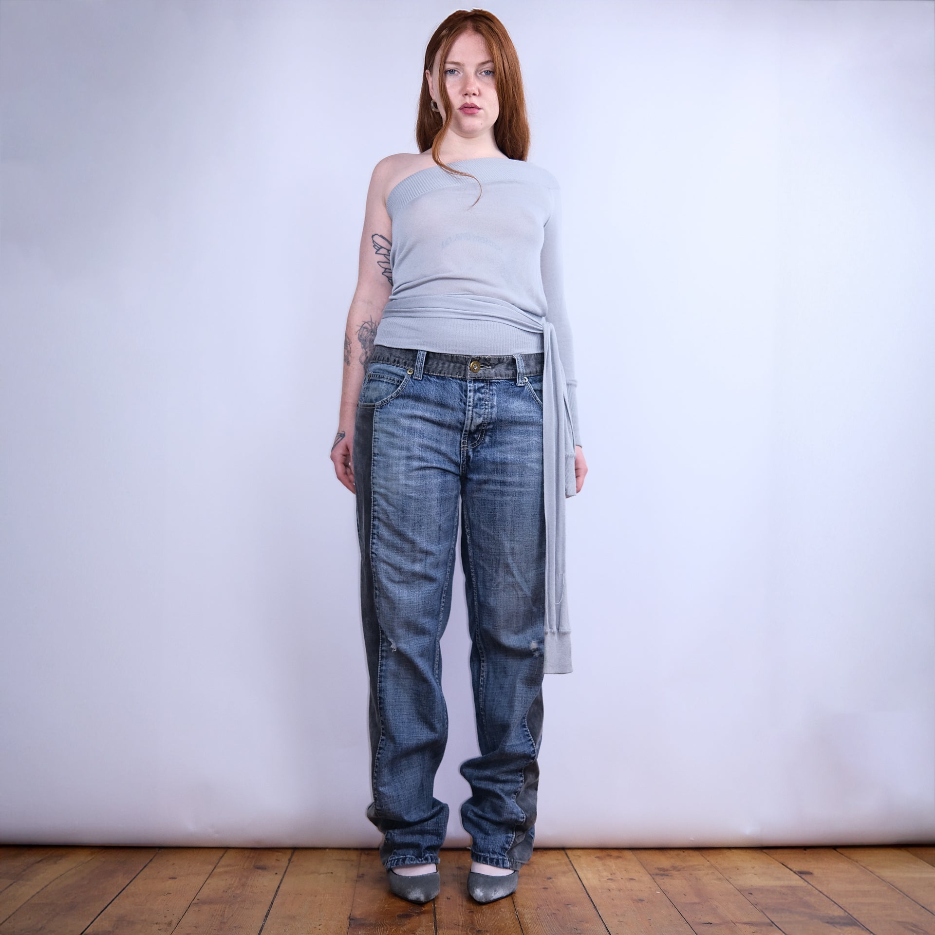 00's Dolce & Gabbana Asymmetric Knit Top with Slit & Tie Detail IN