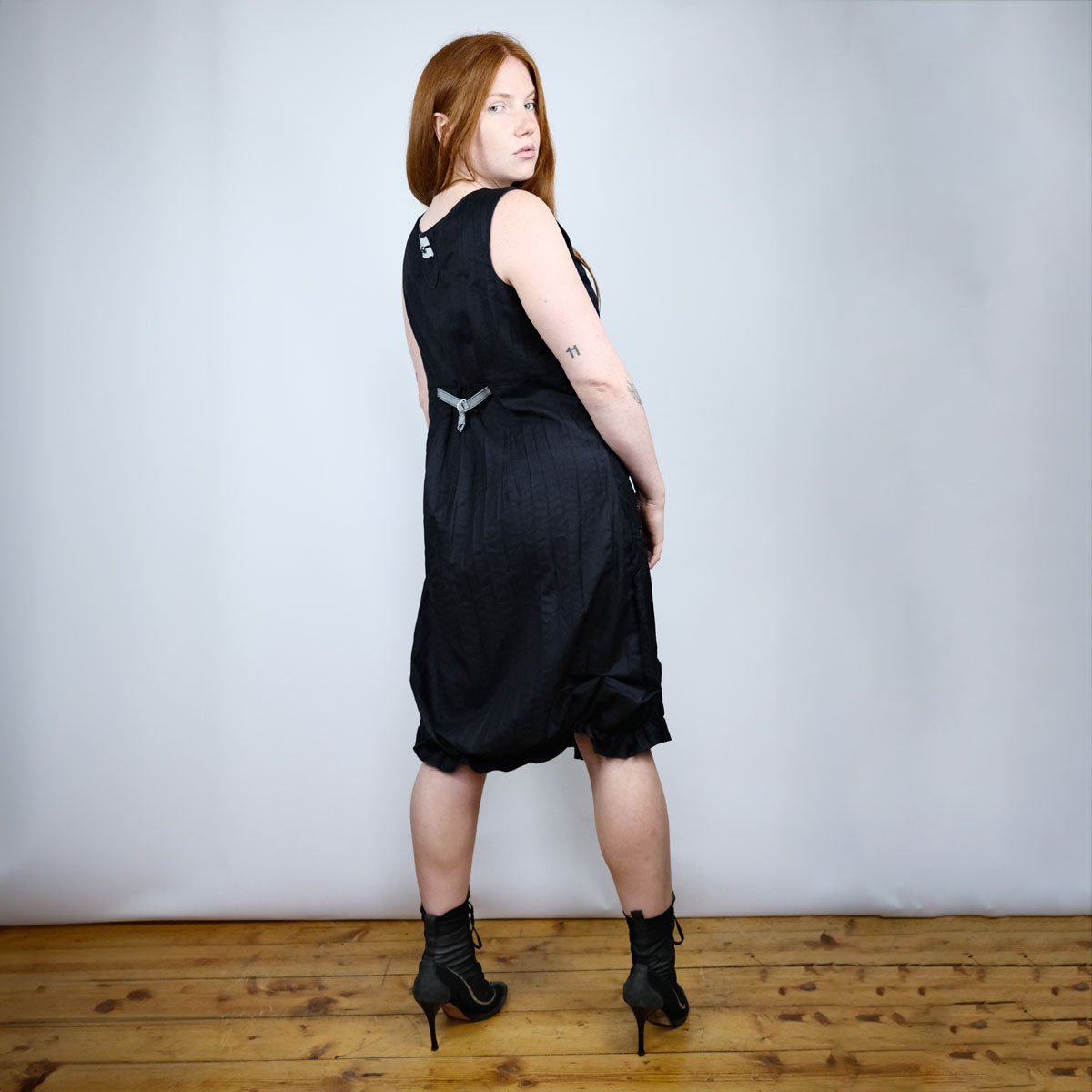 00's Gabriella Fratella Pleated Midi Tank Dress with Bubble Hem - L - Confessions of a Hoarder Vintage