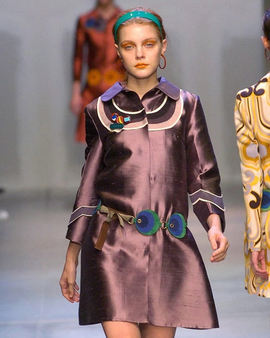 New In - SS05 Miu Miu Suede Circle Self Tie Belt as featured on the runway.