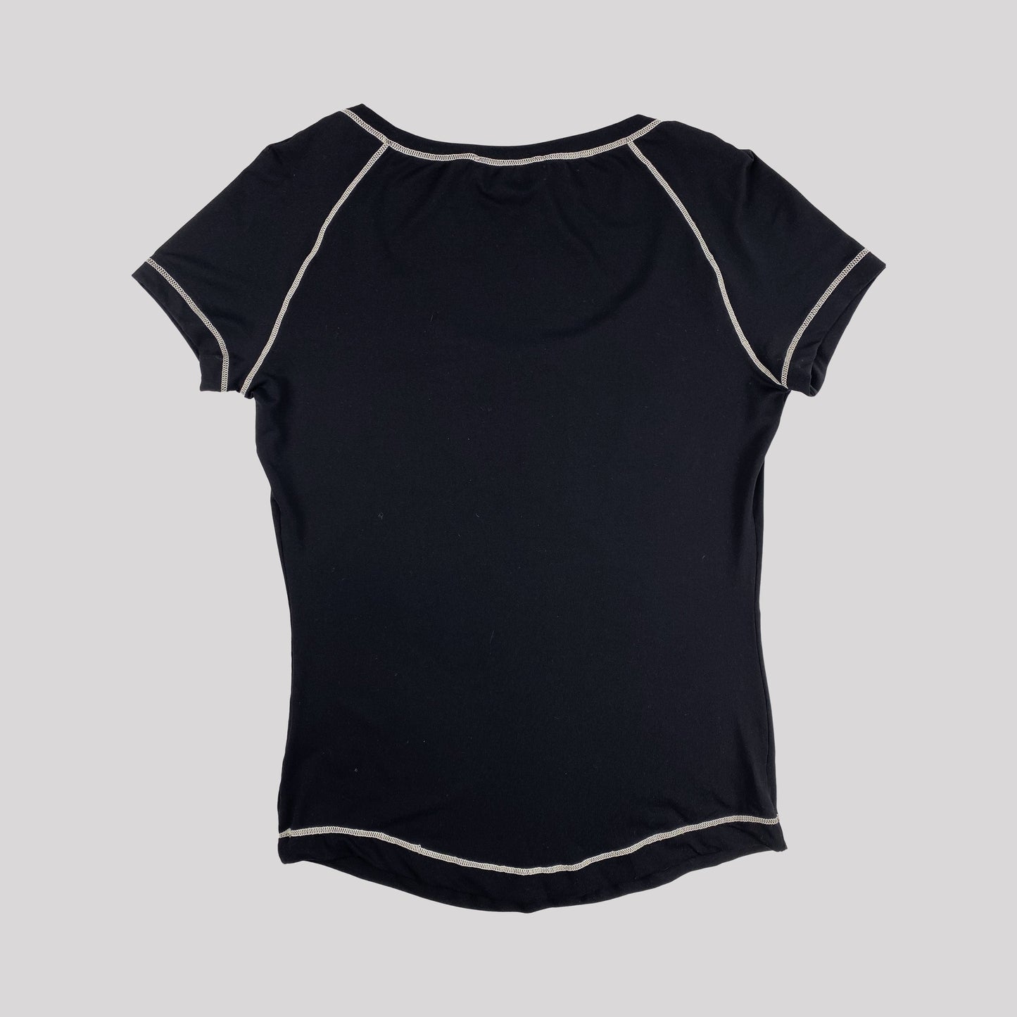 00's Blumarine Amore Slogan Top in Black Stretch -  M 
