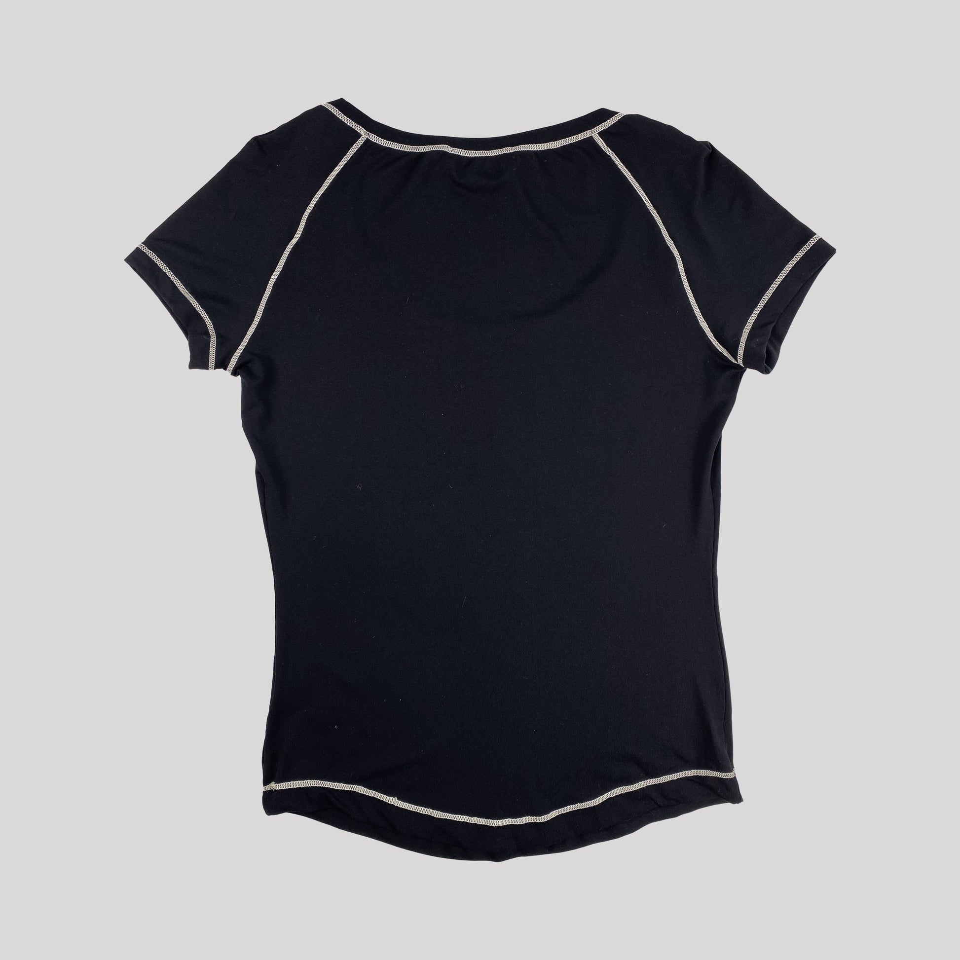 00's Blumarine Amore Slogan Top in Black Stretch -  M 