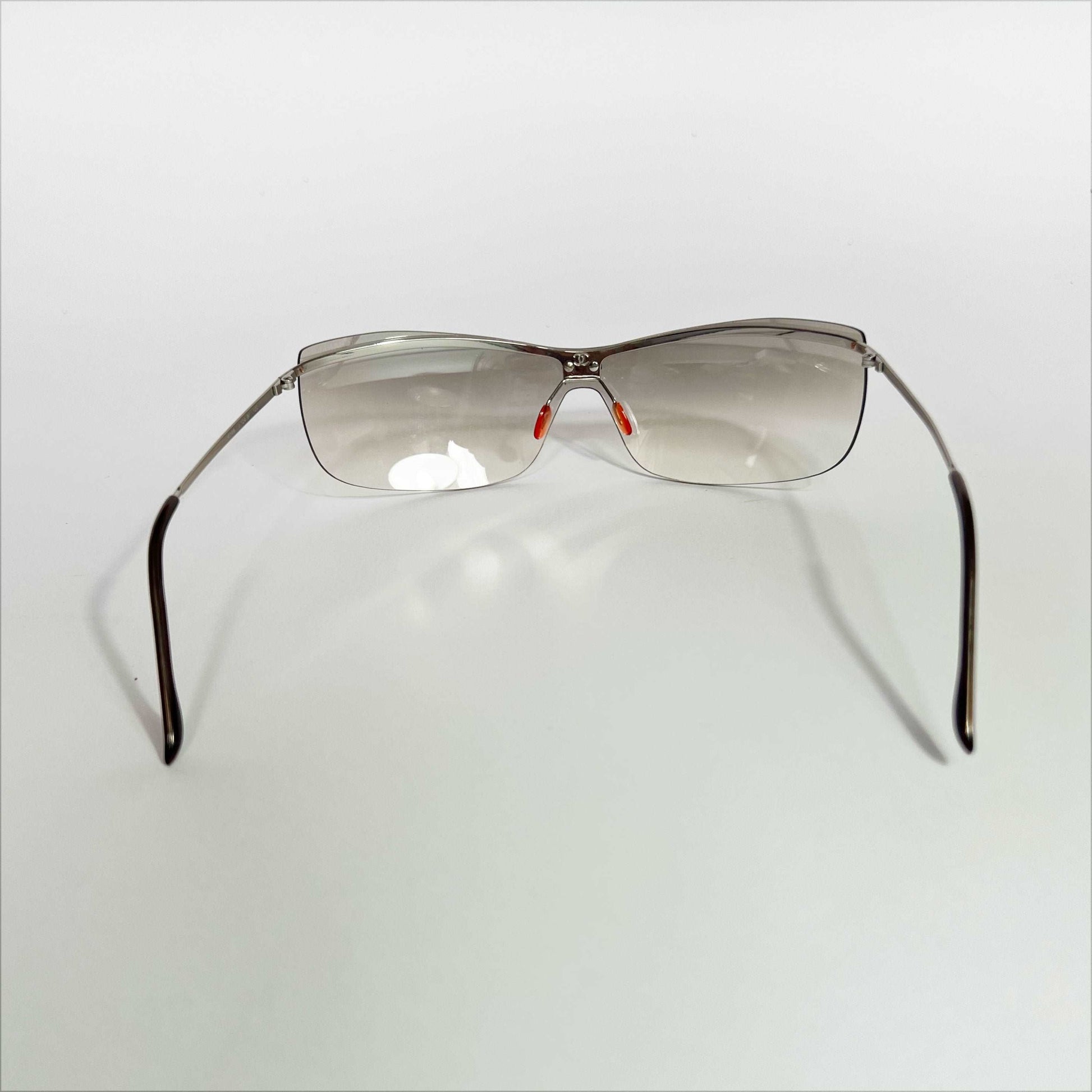 00's Chanel Clear Lens Rimless Sunglasses in Silver 