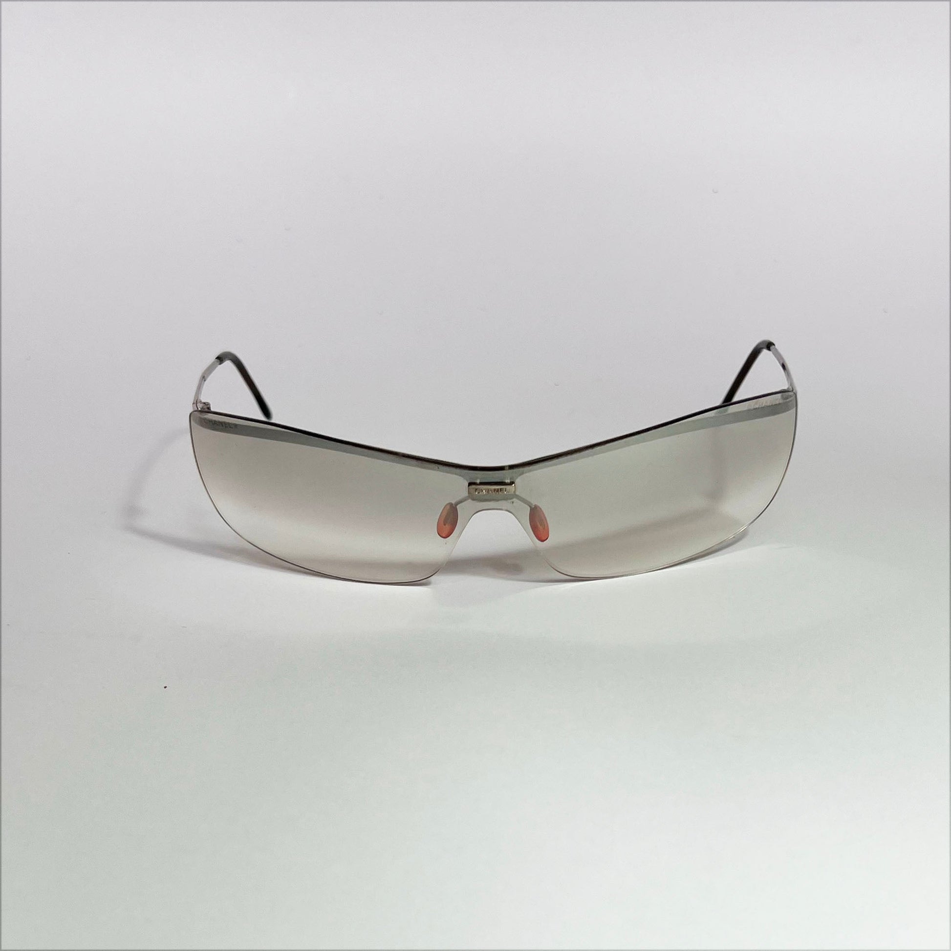 00's Chanel Clear Lens Rimless Sunglasses in Silver 