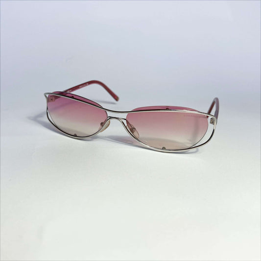 00's Chanel Rimless Sunglasses with Detached Wireframe in Pink 