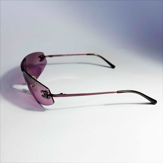 00's Chanel Swarovski Sheild Sunglasses in Pink 