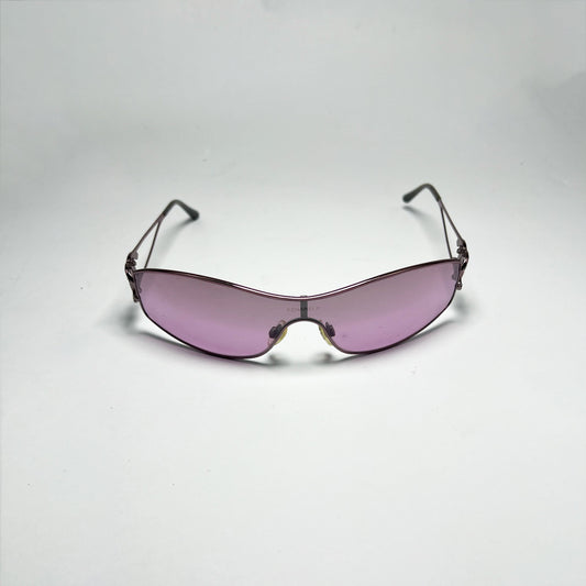 00's Chanel Visor Sunglasses with Crystal CC in Purple 