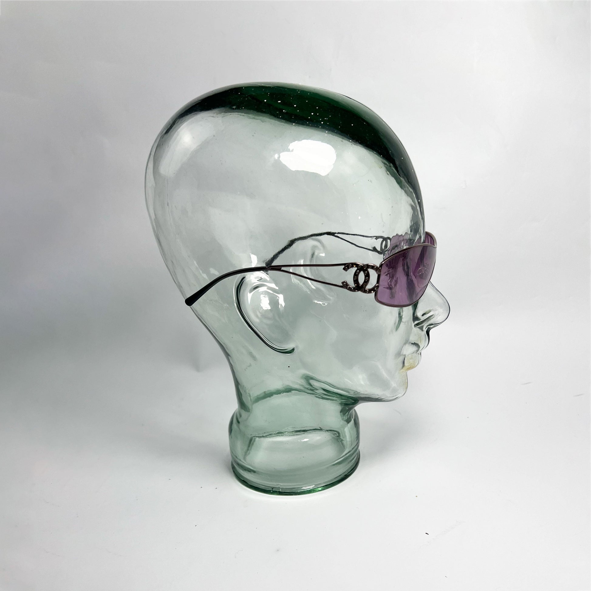 00's Chanel Wraparound Diamante CC Sunglasses in Purple 