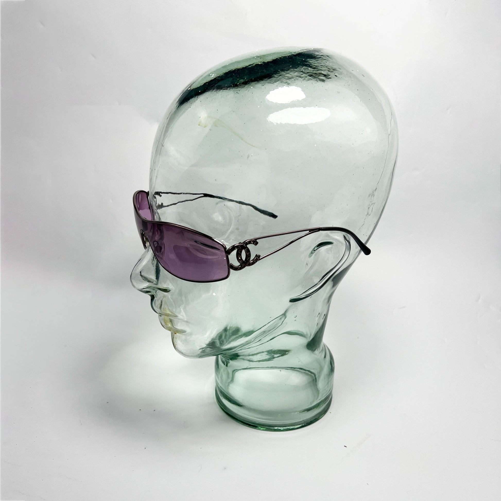 00's Chanel Wraparound Diamante CC Sunglasses in Purple 