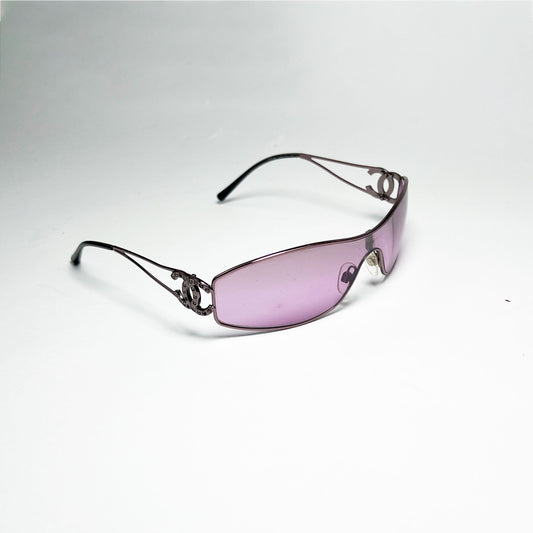 00's Chanel Wraparound Diamante CC Sunglasses in Purple 