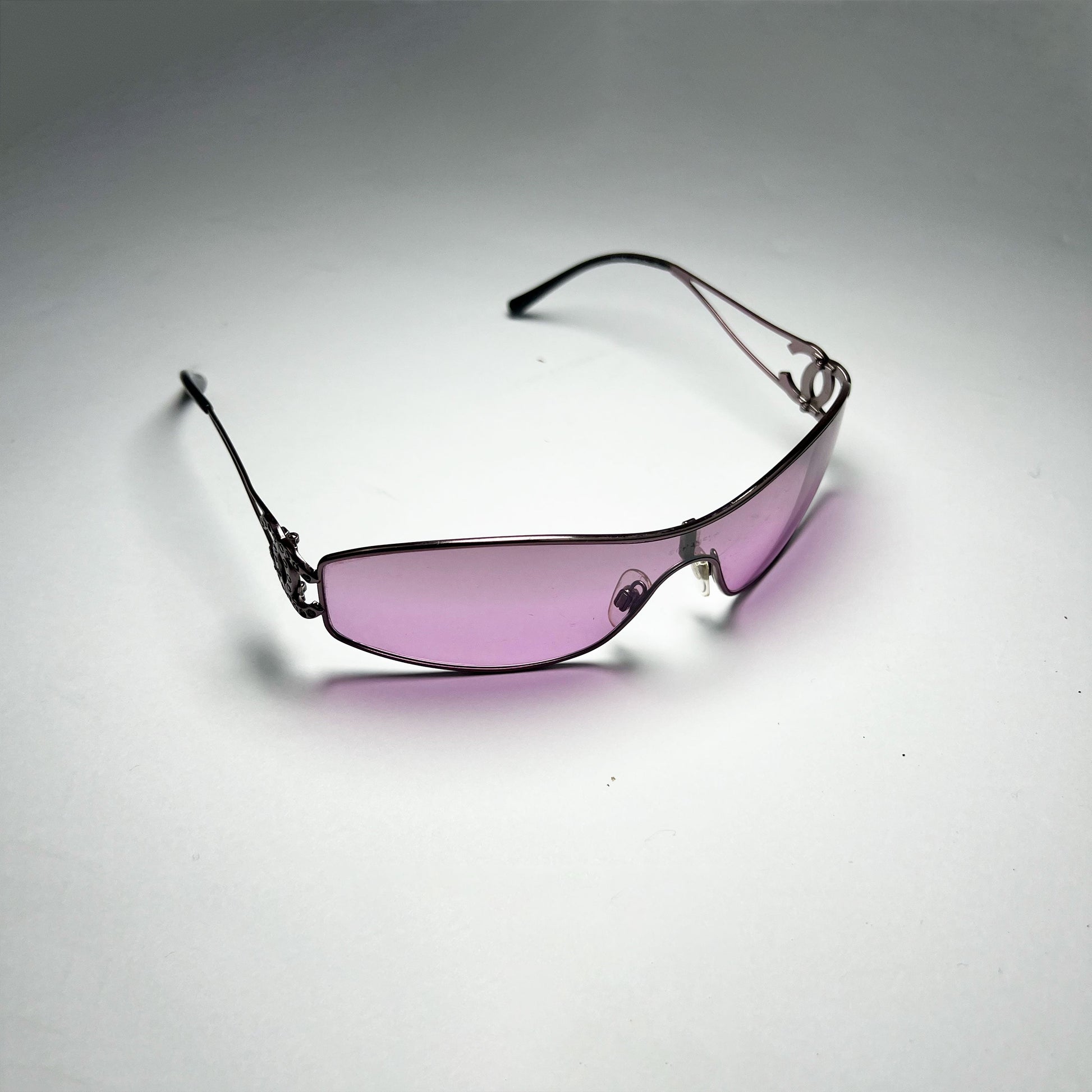 00's Chanel Wraparound Diamante CC Sunglasses in Purple 