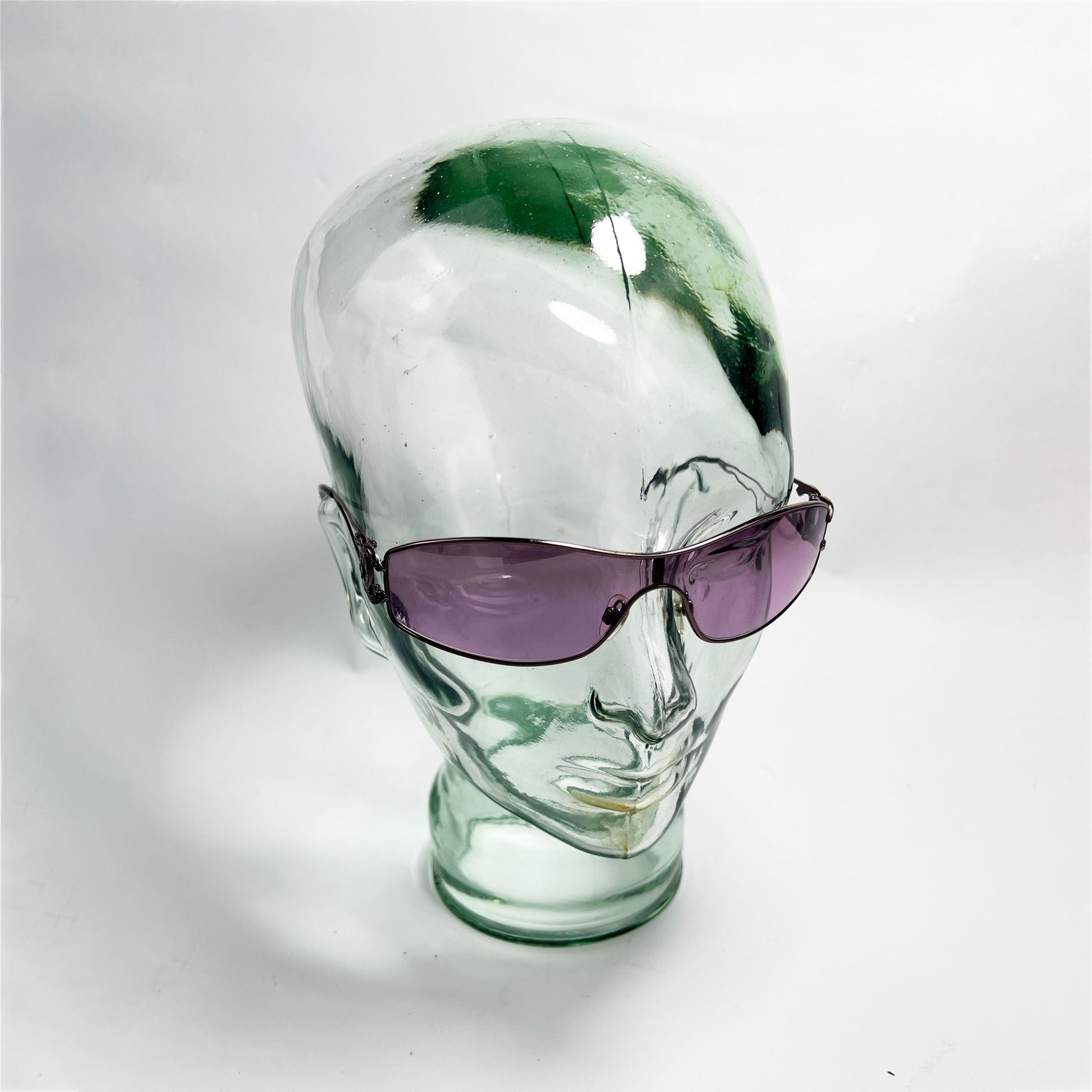 00's Chanel Wraparound Diamante CC Sunglasses in Purple 