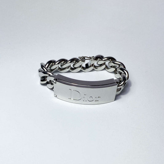00's Christian Dior Gourmette Stash Bracelet in Silver 