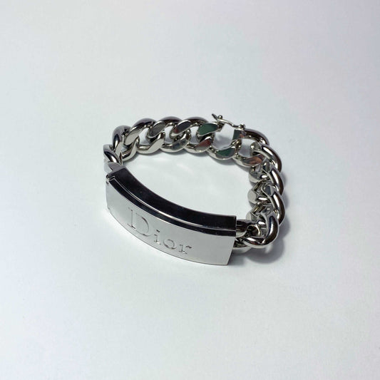 00's Christian Dior Gourmette Stash Bracelet in Silver 