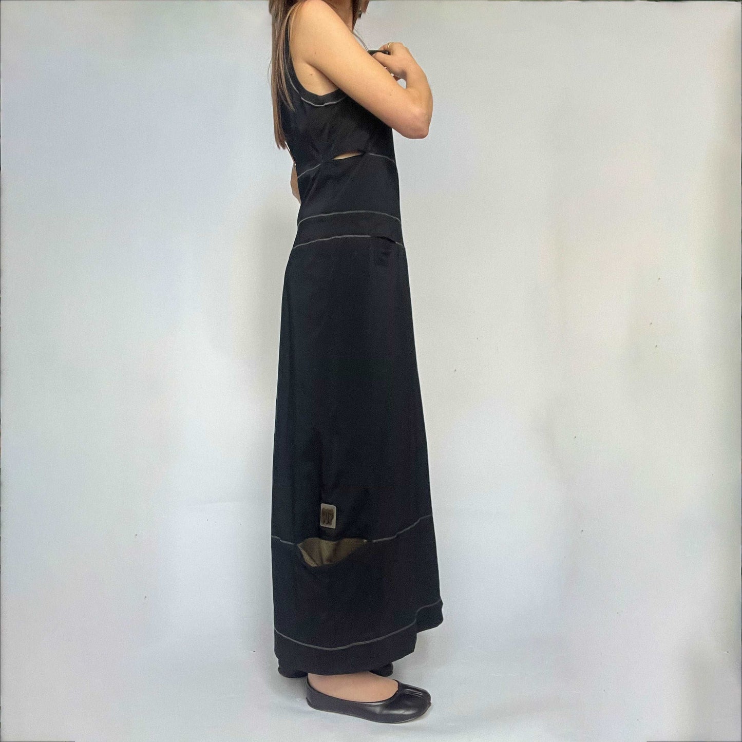 00's Cop Copine Maxi Dress with Cargo Pocket and Cut Out Detail - M 