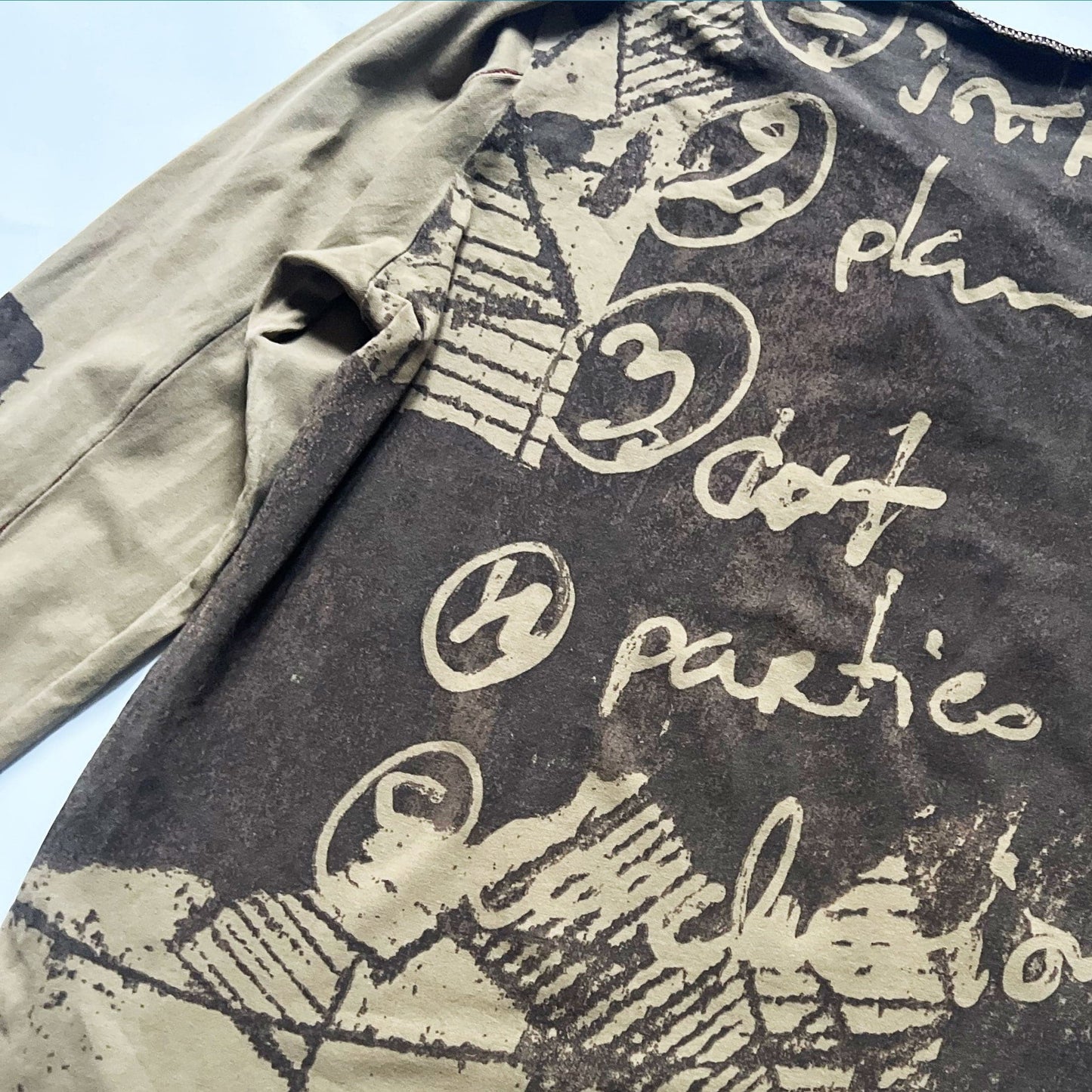 00's Cop Copine Printed Mesh Longsleeve Top in Khaki - M 