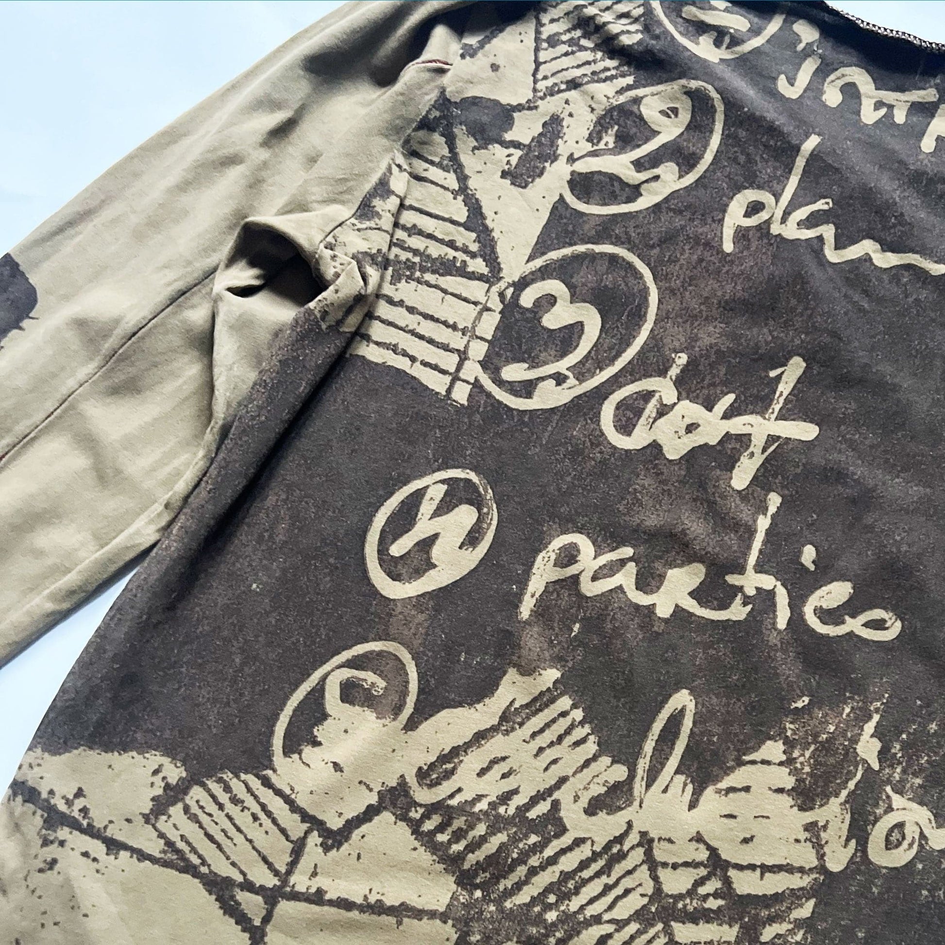 00's Cop Copine Printed Mesh Longsleeve Top in Khaki - M 