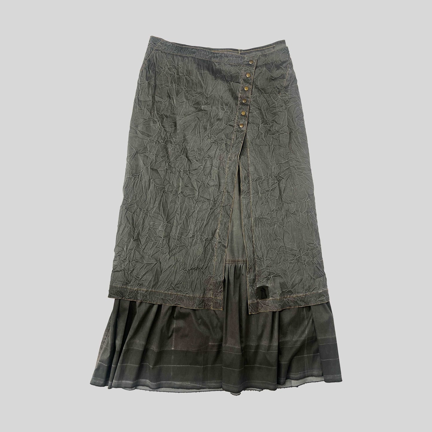 00's Cop Copine Two Piece Tiered Maxi Skirt in Grey - M 