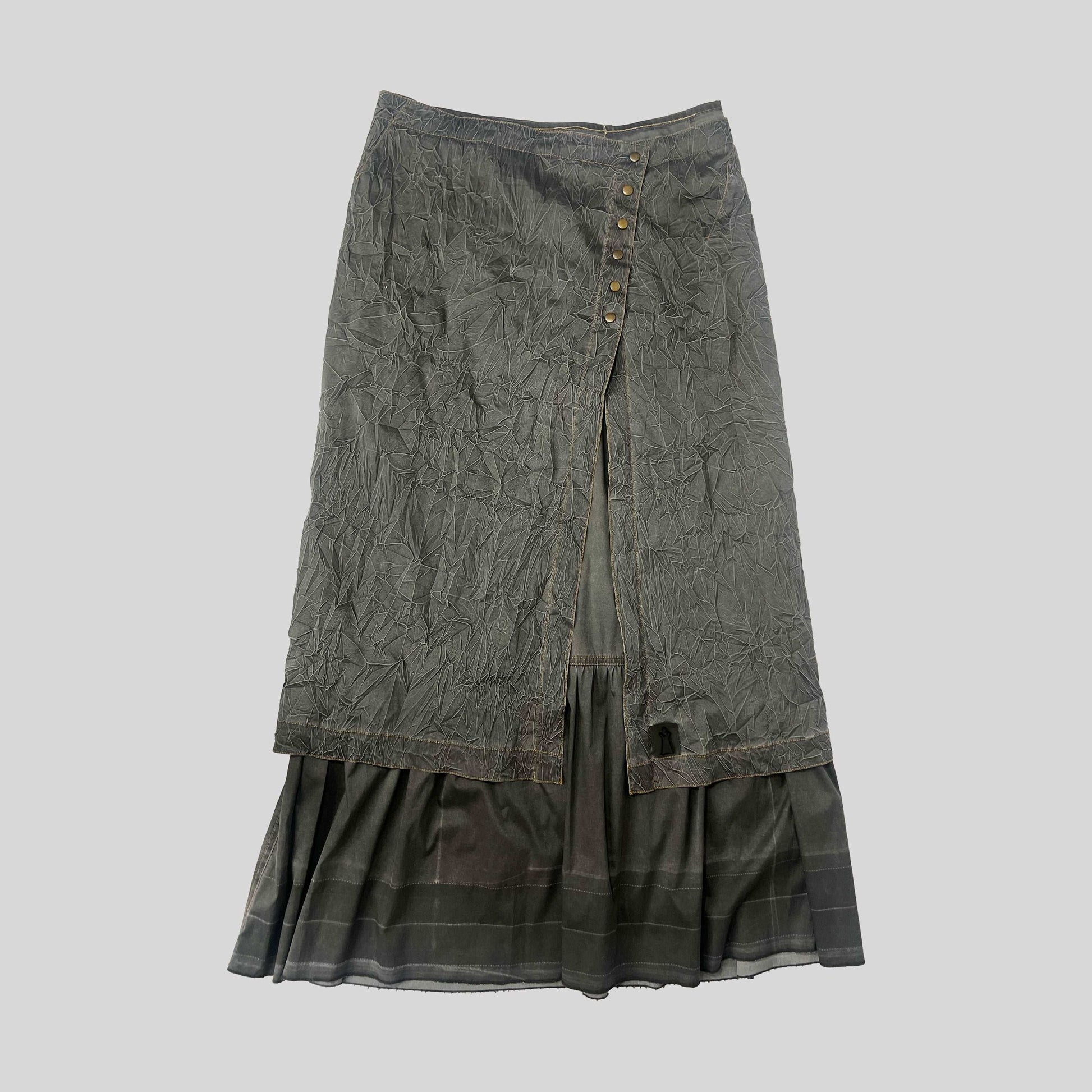 00's Cop Copine Two Piece Tiered Maxi Skirt in Grey - M 
