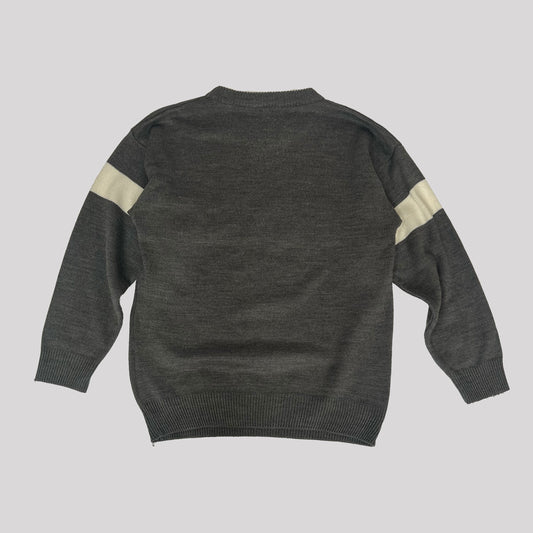00's Diesel Logo Knit in Grey with White Stripe - M 