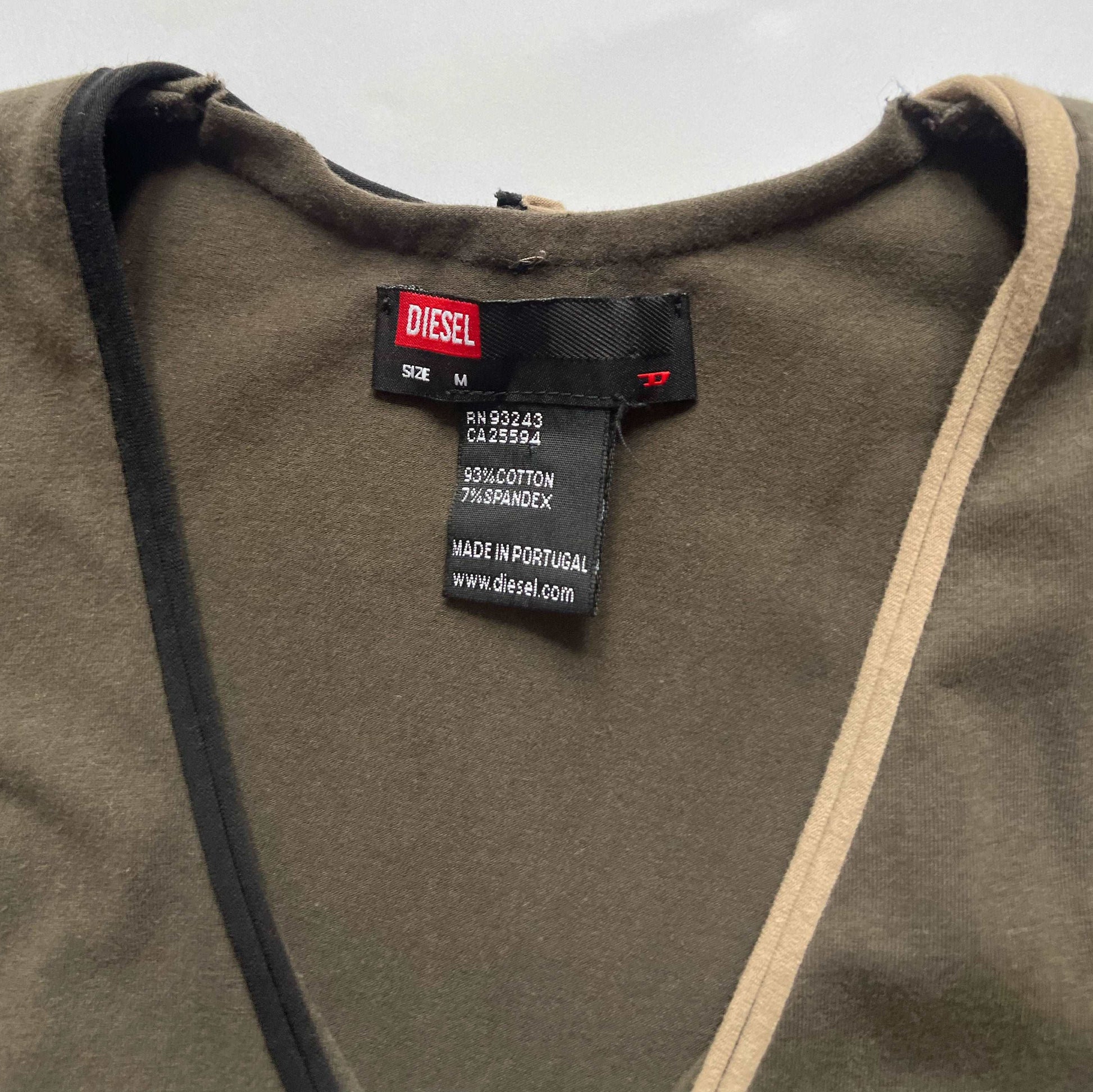 00's Diesel Tank Top with Tie Detail in Khaki - M 