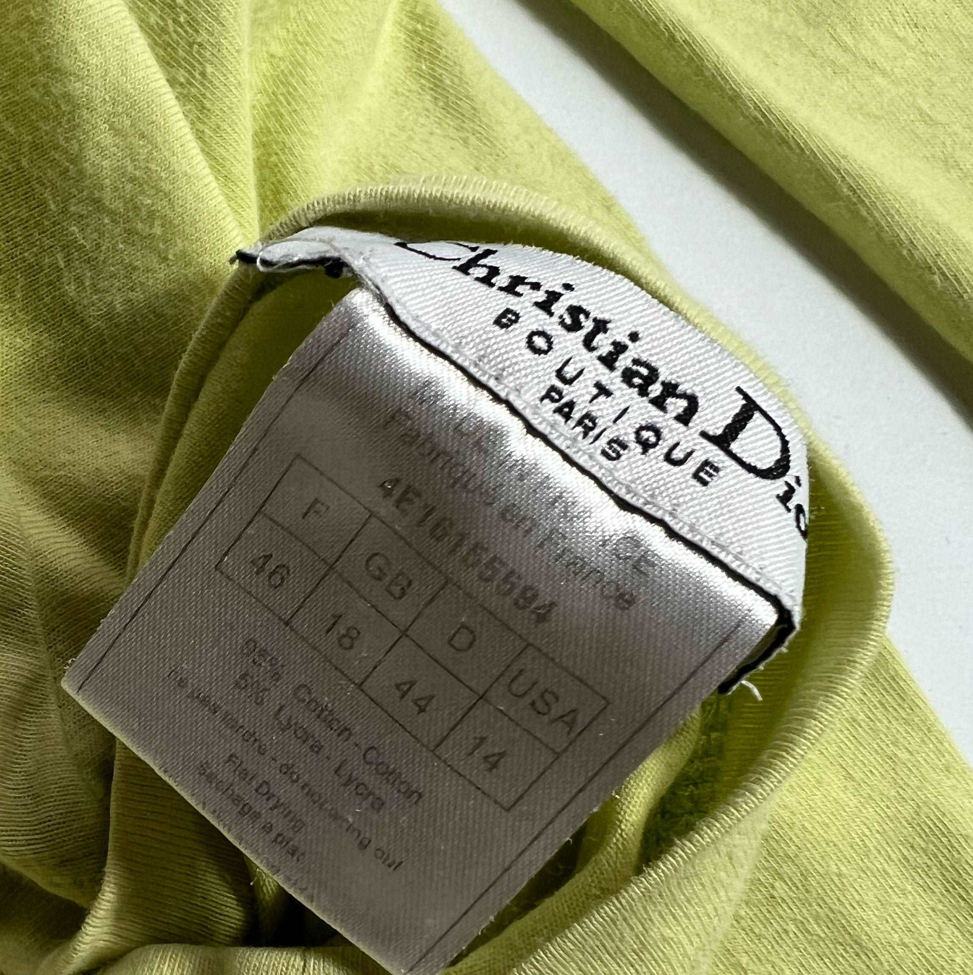 00's Dior by John Galliano Adiorable Long Sleeve tee in Green - L 