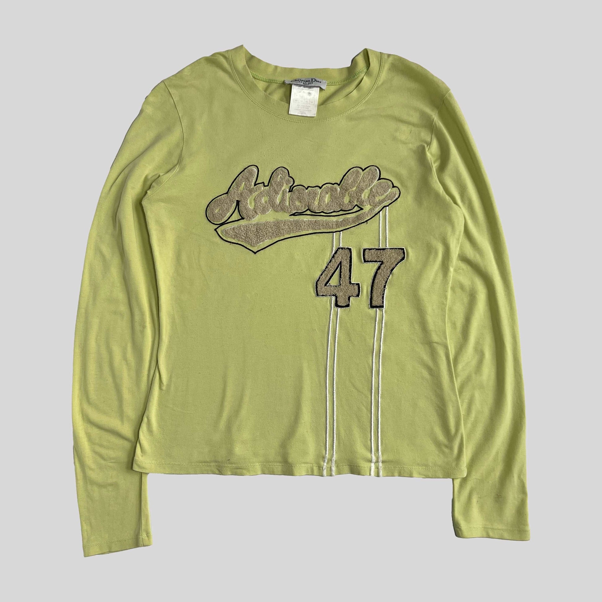 00's Dior by John Galliano Adiorable Long Sleeve tee in Green - L 