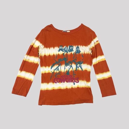 00's Hysteric Glamour Cowgirls Tshirt in Orange Tie Dye - S 