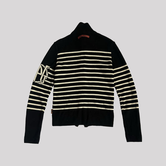 00's Jean Paul Gaultier Jeans Stripe Zip Up Knitted Jumper - XS 