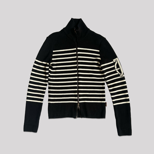 00's Jean Paul Gaultier Jeans Stripe Zip Up Knitted Jumper - XS 