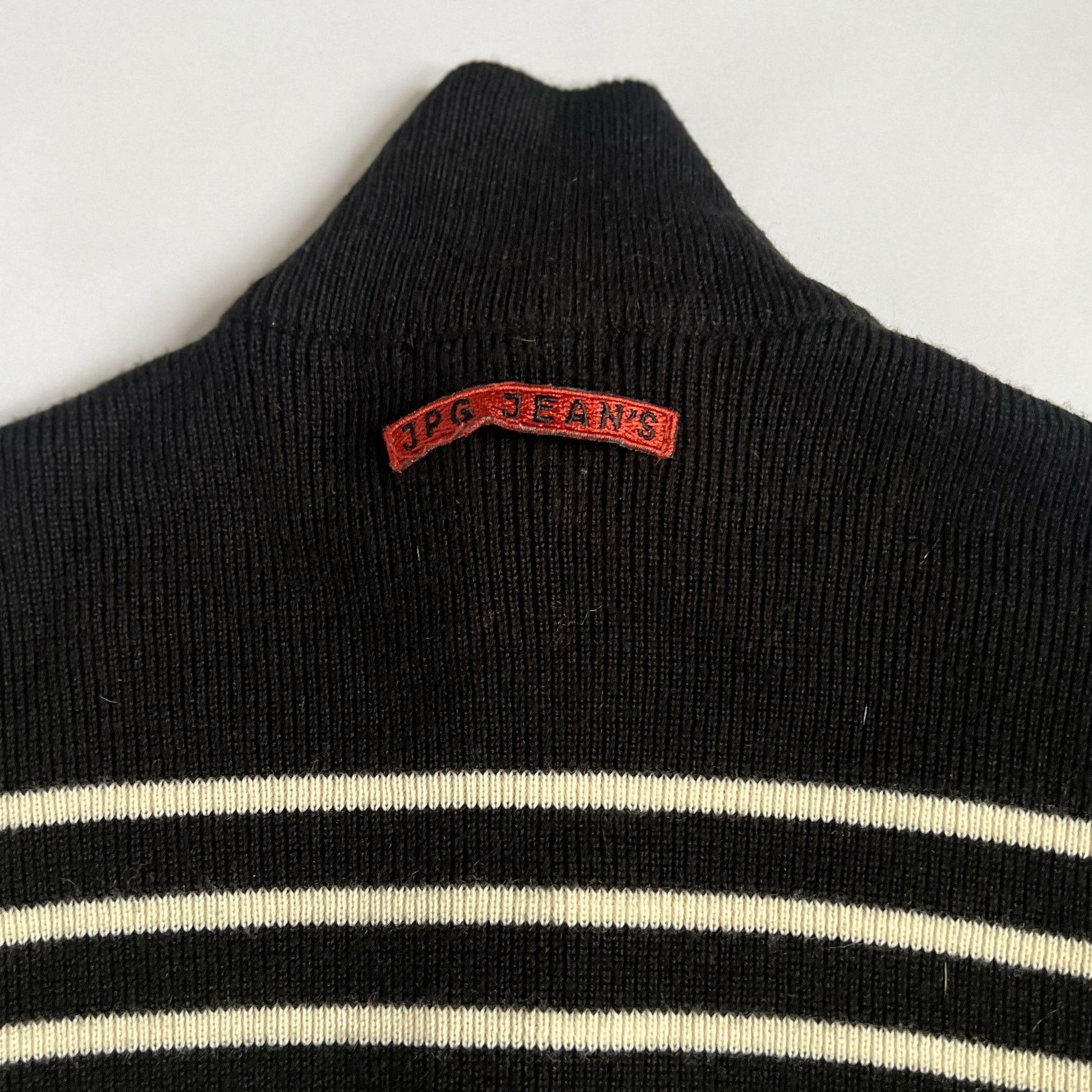 00's Jean Paul Gaultier Jeans Stripe Zip Up Knitted Jumper - XS 