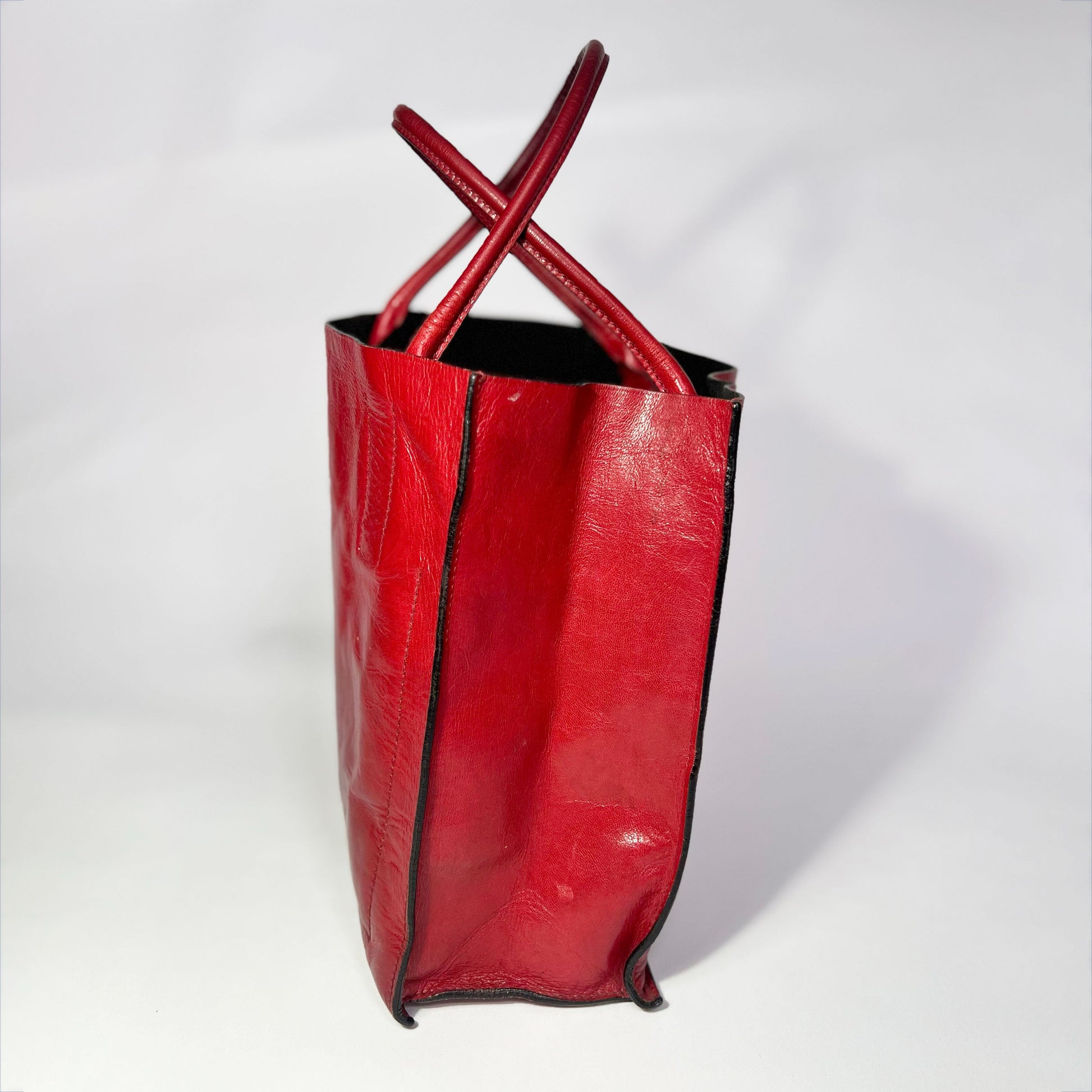 00's Miu Miu Leather Tote Bag with Embossed Logo 