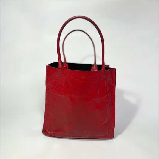 00's Miu Miu Leather Tote Bag with Embossed Logo 