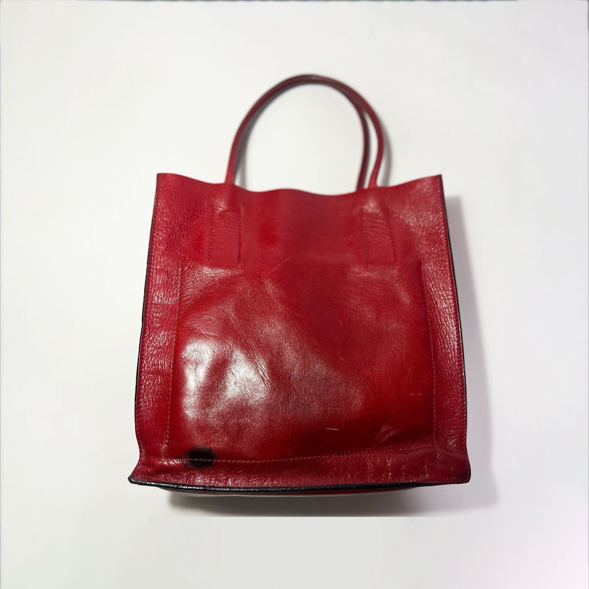 00's Miu Miu Leather Tote Bag with Embossed Logo 