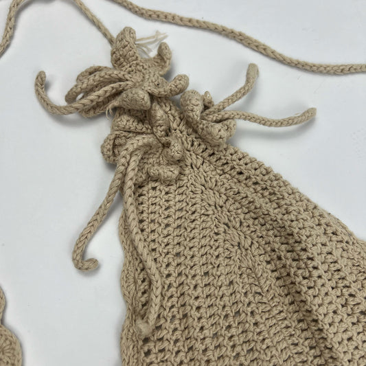 00's Morgan De Toi Crochet Halterneck Top in Tan with Floral Detail - One Size 