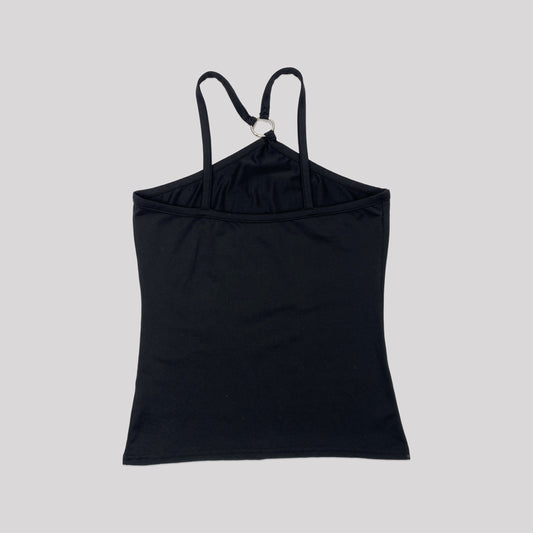 00's Morgan De Toi Halterneck Top with Ring and Stud Detail in Black - XS 