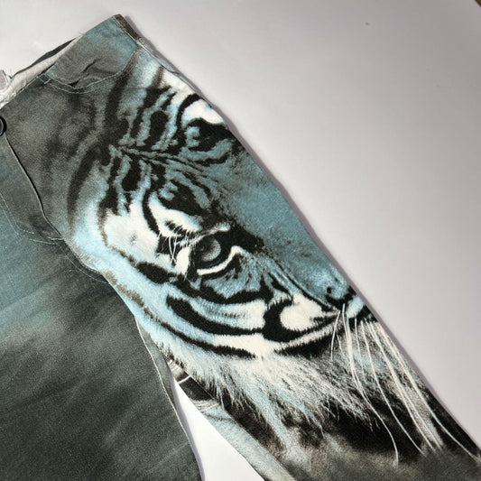 00's Morgan De Toi Tiger Graphic Low Rise Jeans in Blue - S 