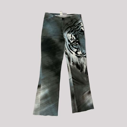 00's Morgan De Toi Tiger Graphic Low Rise Jeans in Blue - S 