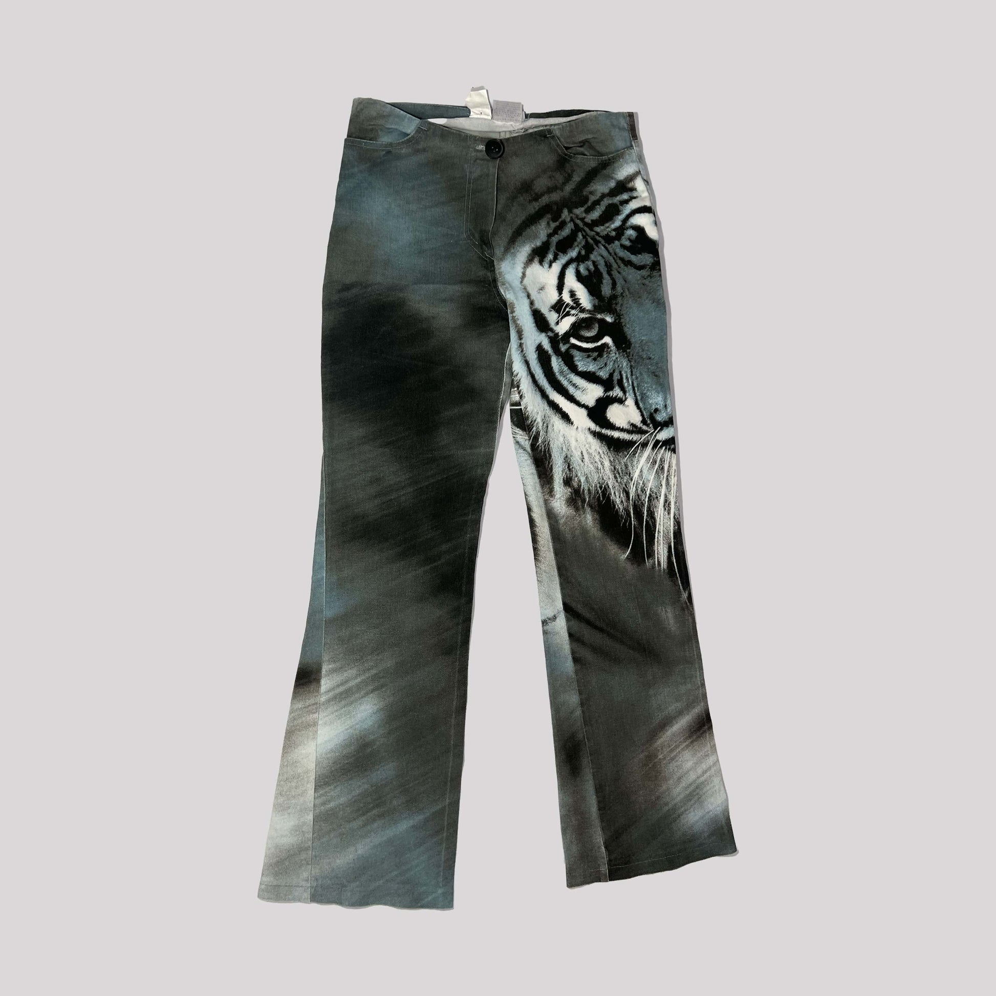00's Morgan De Toi Tiger Graphic Low Rise Jeans in Blue - S 