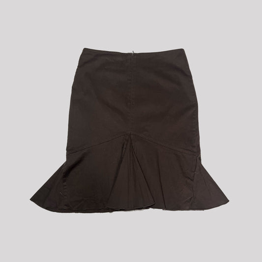 00's Morgan de Toi Midi Skirt with Flounce Skirt in Brown - S 