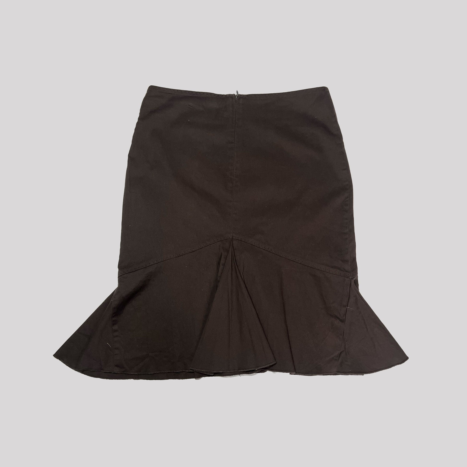 00's Morgan de Toi Midi Skirt with Flounce Skirt in Brown - S 