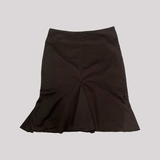 00's Morgan de Toi Midi Skirt with Flounce Skirt in Brown - S 