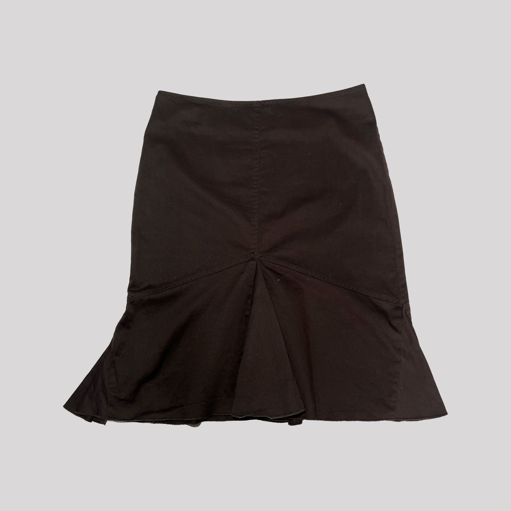 00's Morgan de Toi Midi Skirt with Flounce Skirt in Brown - S 
