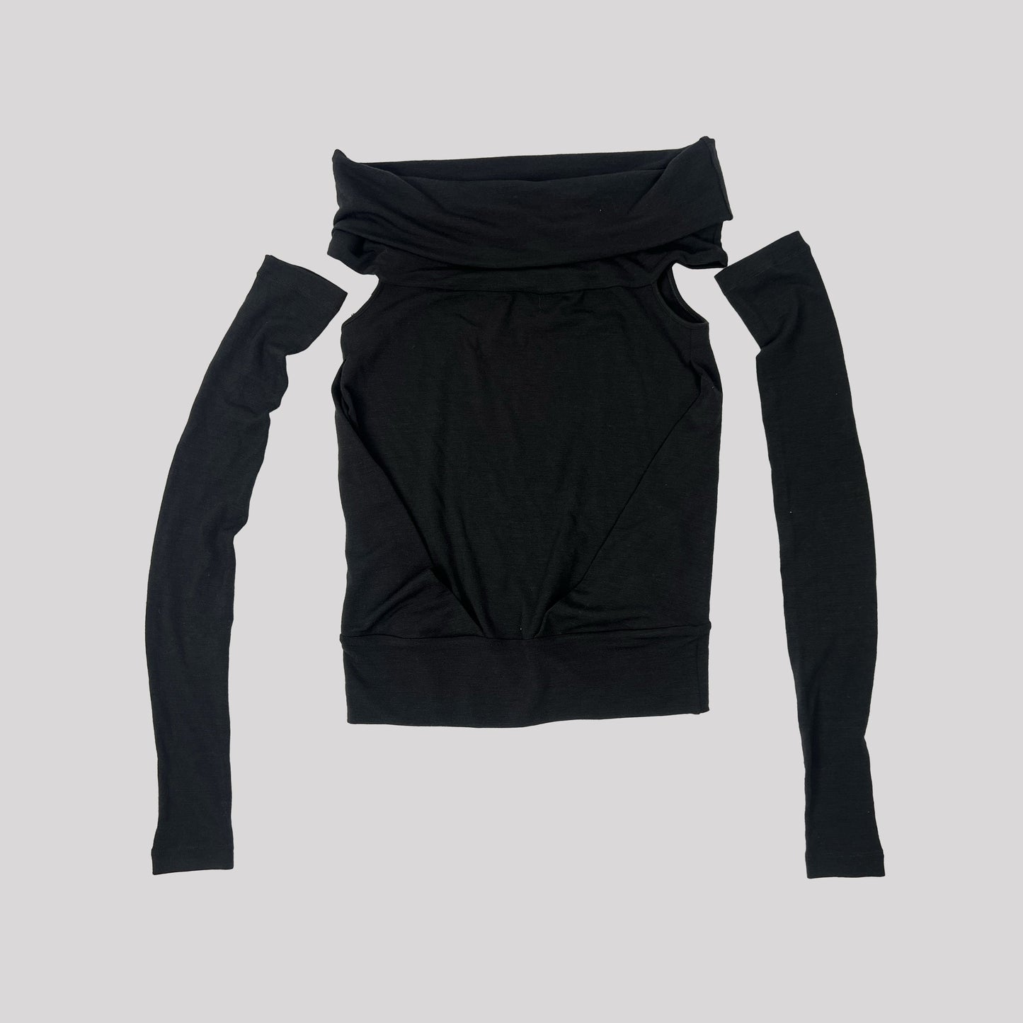 00's Plein Sud Cowl Neck Top with Longsleeve Cuffs in Charcoal - S/M 