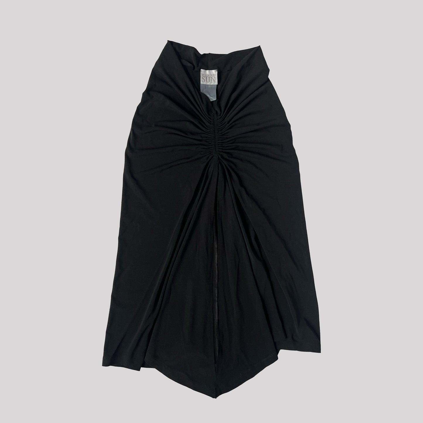00's Plein Sud Low Rise Midi Skirt with Ruched Waist in Black - XS 