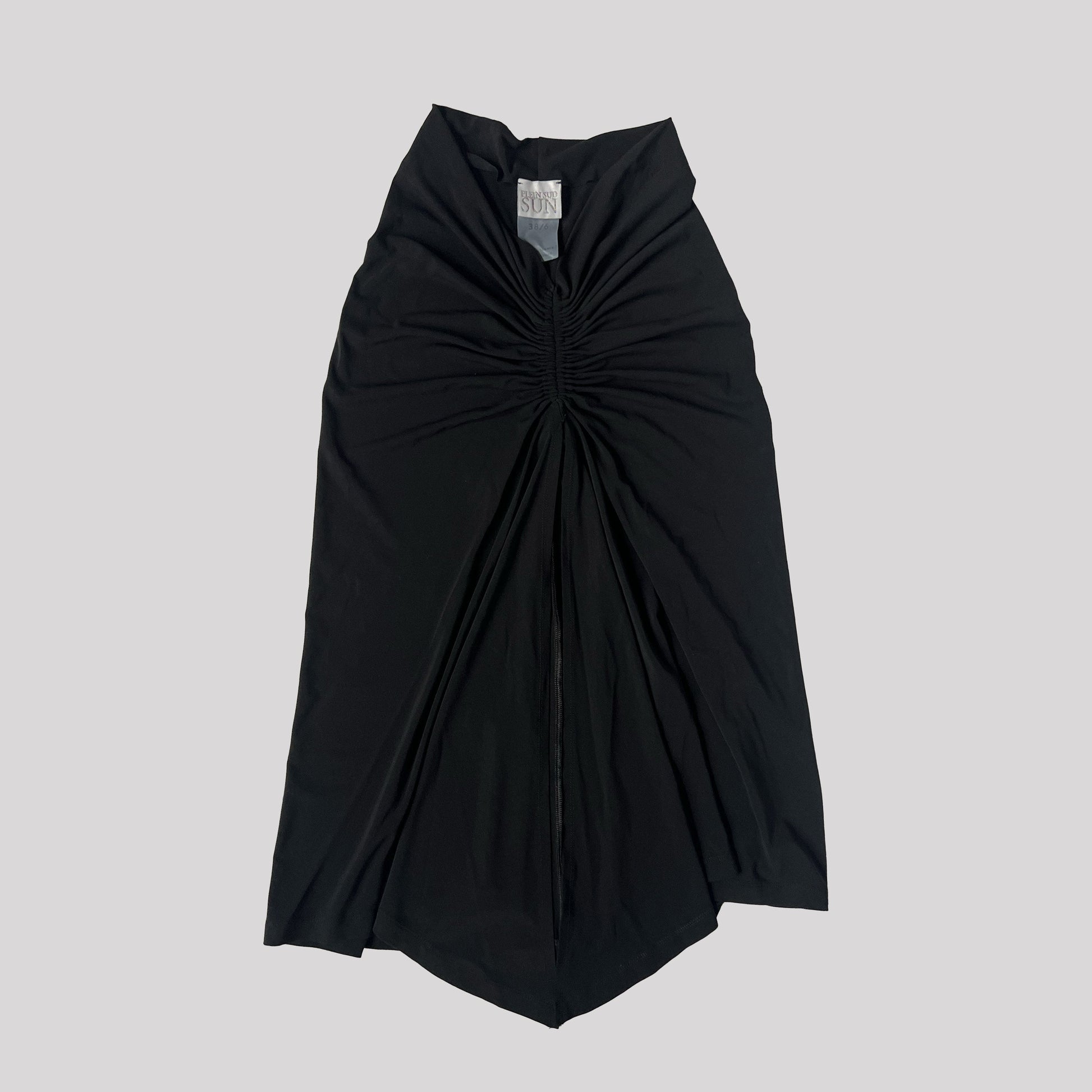 00's Plein Sud Low Rise Midi Skirt with Ruched Waist in Black - XS 