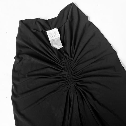 00's Plein Sud Low Rise Midi Skirt with Ruched Waist in Black - XS 