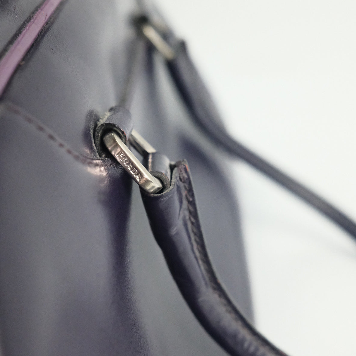 00's Prada Leather Bowling Bag in Purple 