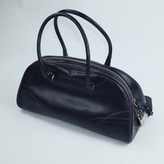 00's Prada Leather Bowling Bag in Purple 