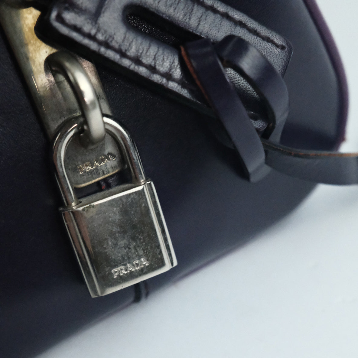 00's Prada Leather Bowling Bag in Purple 