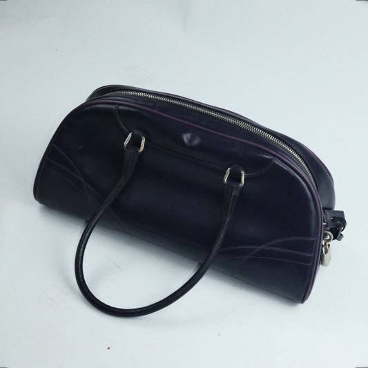 00's Prada Leather Bowling Bag in Purple 
